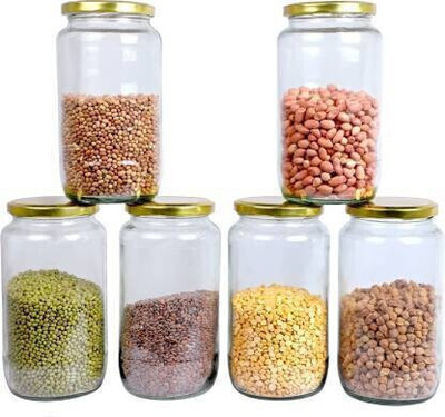 Avresta Glass Grocery Container  - 1000 ml(Pack of 6, Clear)