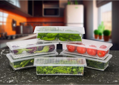 NILHARI Plastic Fridge Container  - 1500 ml(Pack of 6, Clear)