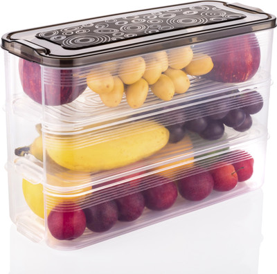 MAXIITOOLII Plastic Grocery Container  - 2000 ml(Pack of 3, Black)