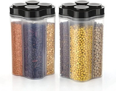 KEATON Plastic Grocery Container  - 2500 ml(Pack of 2, Black)