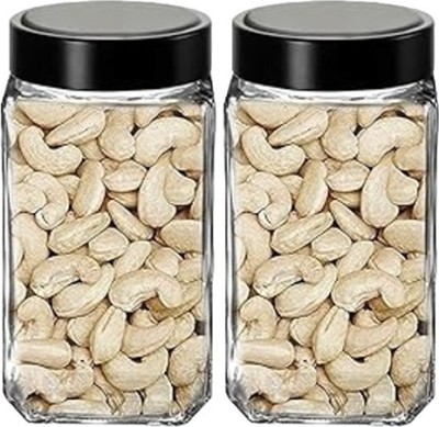 Tap2kaart Glass Cookie Jar  - 1000 ml(Pack of 2, Black)