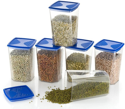 Raghuandan Plastic Grocery Container  - 1200 ml(Pack of 6, Blue)