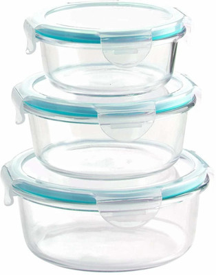 Vastarpara Glass Utility Container  - 800 ml, 520 ml, 370 ml(Pack of 3, Clear)