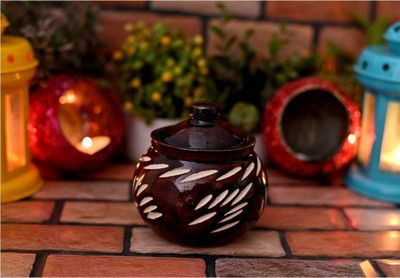 JETWAL Ceramic Pickle Jar  - 300 ml(Brown)