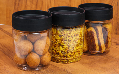 Kalash Plastic Cookie Jar  - 600 ml(Pack of 3, Black)