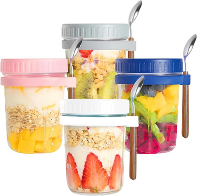 jaytik enterprise Glass Utility Container  - 350 ml(Pack of 4, Multicolor)