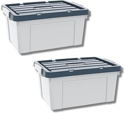 Ginoya Brothers Plastic Utility Container  - 9 kg(Pack of 2, Grey, White)