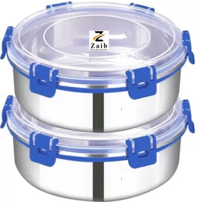 Zaib Stainless Steel Fridge Container  - 1000 ml(Pack of 2, Blue)