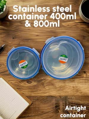 sk bazaar Stainless Steel Grocery Container  - 800 ml, 400 ml(Pack of 2, Blue)