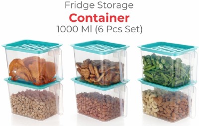 JIYANSH Plastic Fridge Container  - 1000 ml(Pack of 6, Green)