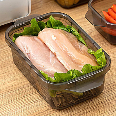 Crackle Plastic Fridge Container - 1100 ml(Black)