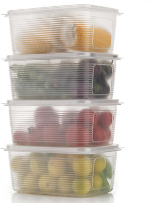 Quickmart Plastic Fridge Container  - 1800 ml(Pack of 4, White)