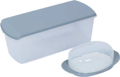 Gluman Polypropylene Bread Container  - 3800 ml(Pack of 2, Grey)