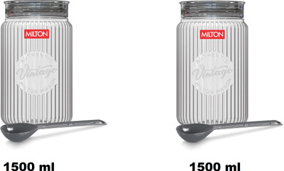 MILTON Plastic Grocery Container  - 1500 ml, 1500 ml(Pack of 2, Clear)