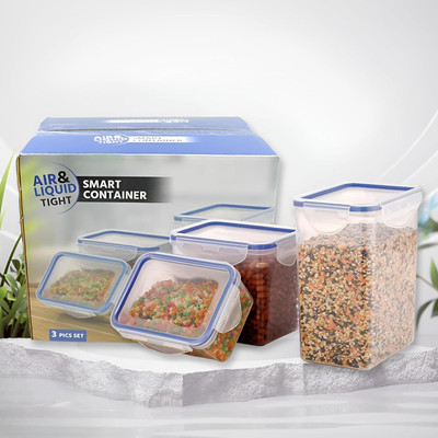 Abhyanshu Traders Plastic Grocery Container  - 1500 ml, 1000 ml, 500 ml(Pack of 3, Transparent)