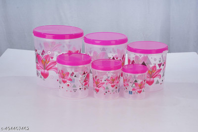 VARIYA Plastic Grocery Container  - 8000 ml(Pack of 6, Pink)