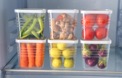 kokailkitchan Plastic Fridge Container  - 500 ml(Pack of 6, White)