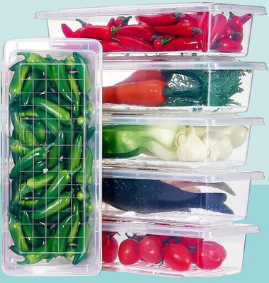 Zubix Plastic Fridge Container  - 1500 ml(Pack of 5, White)