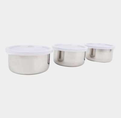 Klington Stainless Steel Utility Container  - 300 ml(Pack of 3, Silver)