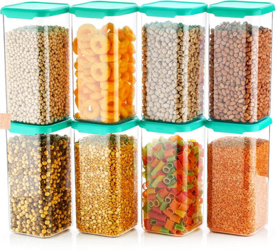 Skymax Plastic Grocery Container  - 1500 ml(Pack of 8, Blue, Clear)