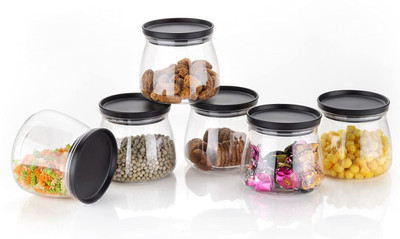 Suprita Plastic Grocery Container  - 900 ml(Pack of 6, Black)