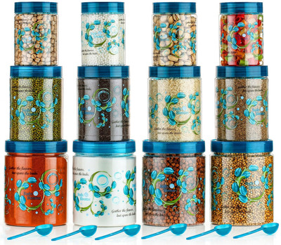 Raghuandan Plastic Grocery Container  - 350 ml, 650 ml, 1200 ml(Pack of 12, Blue)