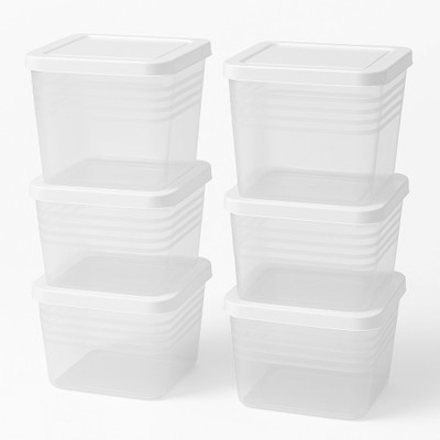 LA'FORTE Plastic Fridge Container  - 1000 ml(Pack of 6, White)