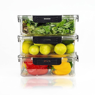 TEX-RO Plastic Fridge Container  - 2000 ml(Pack of 3, White)