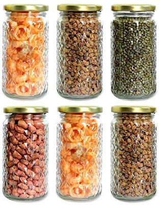 Tap2kaart Glass Grocery Container  - 390(Pack of 6, Gold)