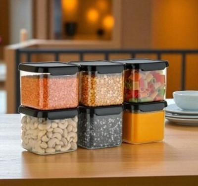 ALKAR Plastic Fridge Container  - 500 ml(Pack of 6, Black)