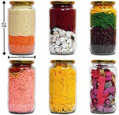 NAVPATH TRADERS Glass Grocery Container  - 1000 ml(Pack of 6, Multicolor)