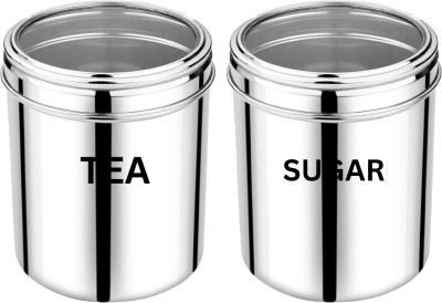 LIMETRO STEEL Steel Tea Coffee & Sugar Container  - 1000 ml(Pack of 2, Silver)