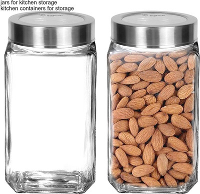 NITYANAVIN Glass Grocery Container  - 1000 ml(Pack of 2, Clear)