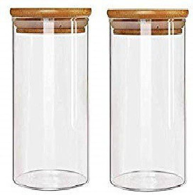 IndusBay Glass Utility Container  - 1400(Pack of 2, Clear)