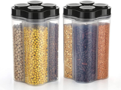Finner Plastic Grocery Container  - 2500 ml(Pack of 2, Black)