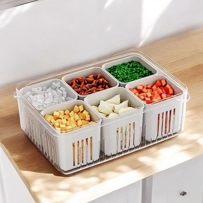 JORDY Plastic Fridge Container  - 1200 ml(Pack of 6, Clear)