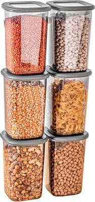 Boxigo Plastic Grocery Container  - 1200 ml(Pack of 6, Grey)