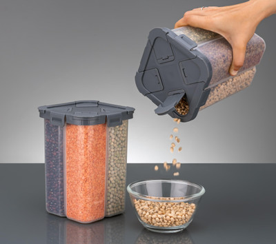 WeCoCo Plastic Grocery Container  - 2500 ml(Pack of 2, Grey)