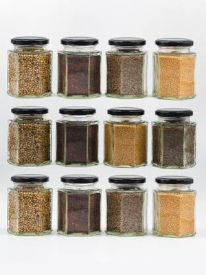 JIGSHTIAL Glass Utility Container  - 250 ml(Pack of 12, Black)