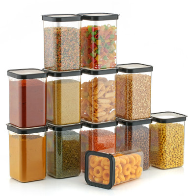 Ecodex Plastic Grocery Container  - 1100 ml(Pack of 12, Black)