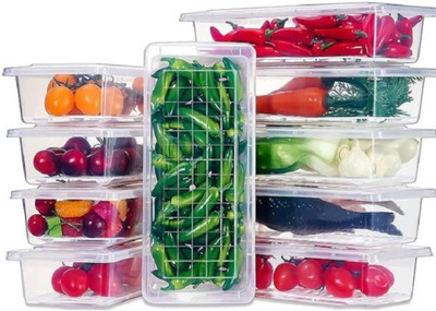 SELDOS Plastic Fridge Container  - 1500 ml(Pack of 10, Clear)