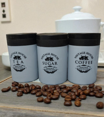 Porish Plastic Tea Coffee & Sugar Container  - 800 ml(Pack of 3, Grey)