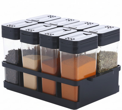 UB Trendy Masala Rack Plastic Utility Container  - 125 ml(Pack of 8, Black)