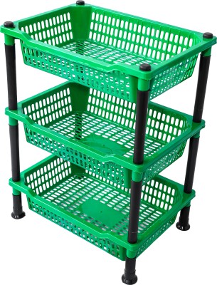 VM BOND Plastic Fruit & Vegetable Basket(Green)