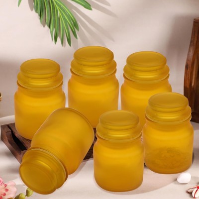 Pure Source India Glass Cookie Jar  - 110 ml(Pack of 6, Yellow)