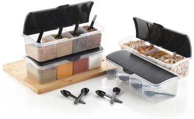 Raghuandan Plastic Grocery Container  - 1500 ml(Pack of 4, Black)