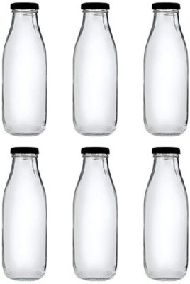 Mkd2 Rise Glass Milk Container  - 500 ml(Pack of 6, Black)