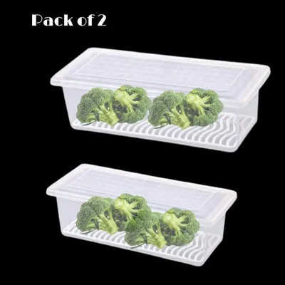 Indriyas Plastic Fridge Container  - 1500 ml(Pack of 2, Clear)