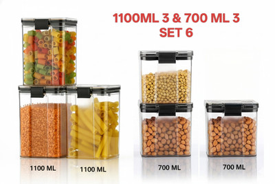 Gowin Plastic Utility Container  - 1100 ml, 700 ml(Pack of 6, Transparent)