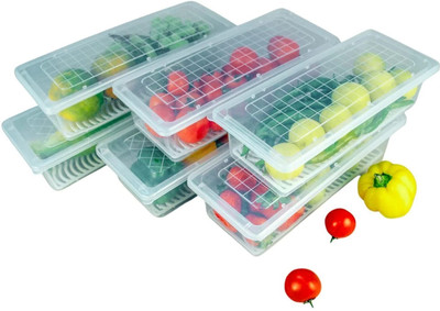 busaji enterprise Plastic Fridge Container  - 1500 ml(Pack of 5, White)